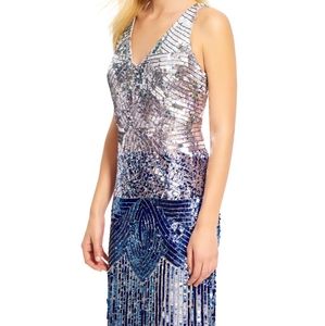 ADRIANNA PAPELL Dripping Sequins Ombre Gown